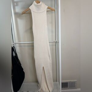 Zara Cream Ribbed Midi Dress